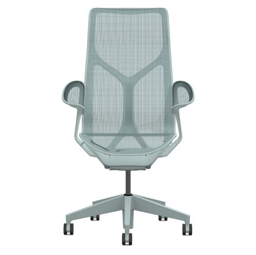 Кресло Herman Miller Cosm, высокая спинка, цвет Glacier, подлокотники «лепестки» (Leaf)