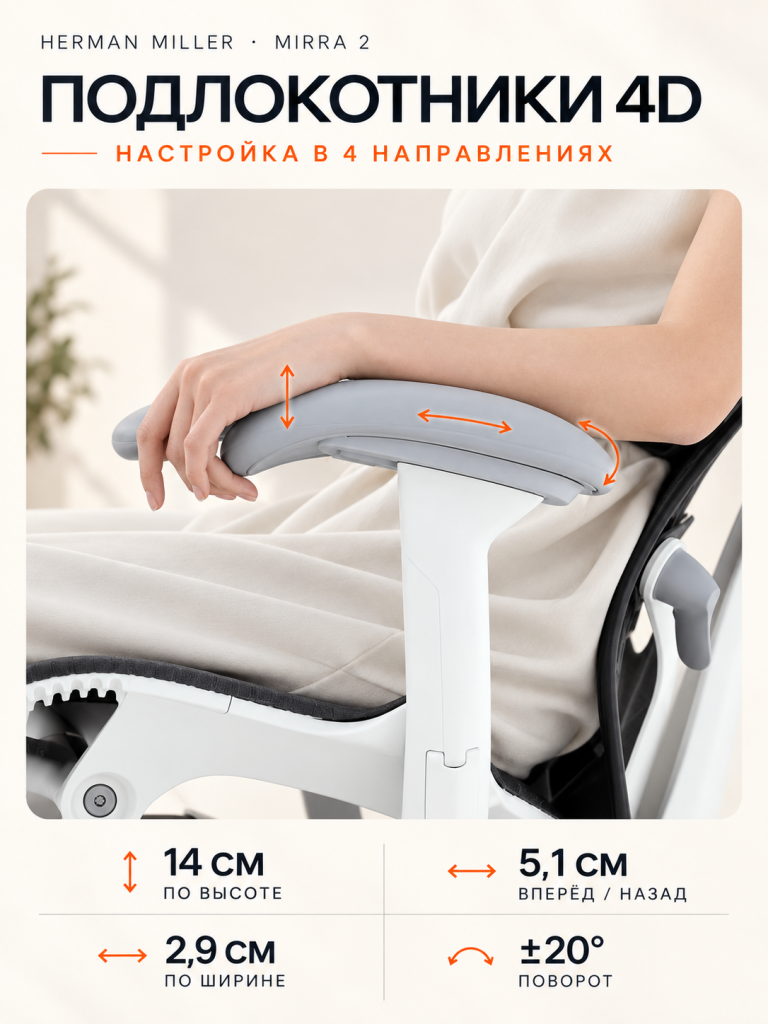 Регулируемые подлокотники Herman Miller Mirra 2