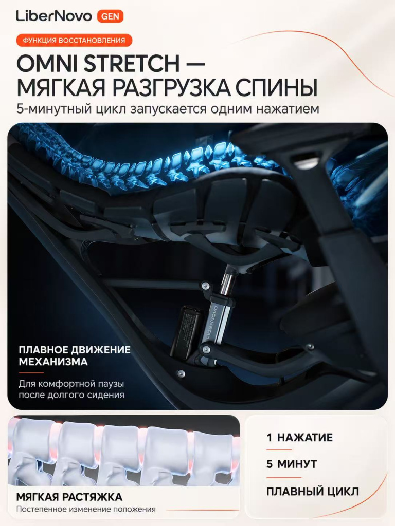 Функция OmniStretch в кресле LiberNovo Omni Gen