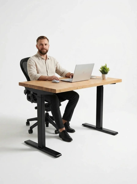 Стол Smart Desk, цвет подстолья белый / черный, размер от 120х60 см до 180х80 см (Черный, 120/60)