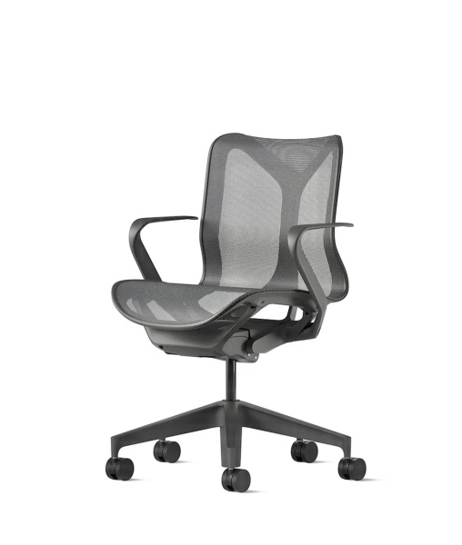 Кресло Herman Miller Cosm, низкая спинка, цвет Carbon, нерегулируемые подлокотники