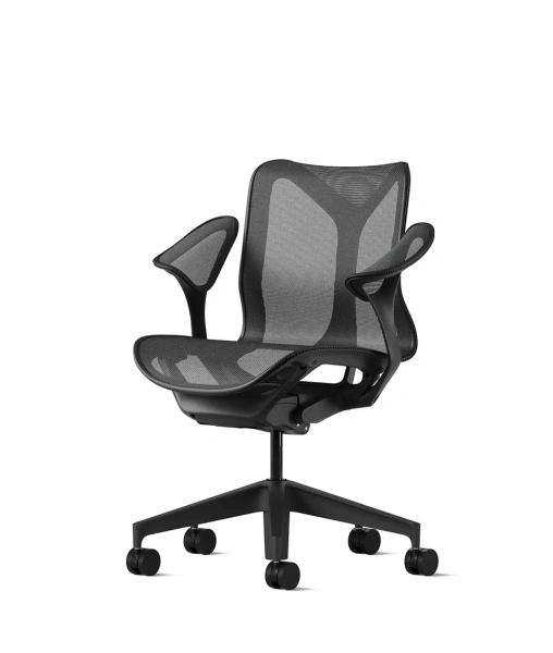 Кресло Herman Miller Cosm, низкая спинка, цвет Graphite, подлокотники «лепестки» (Leaf)