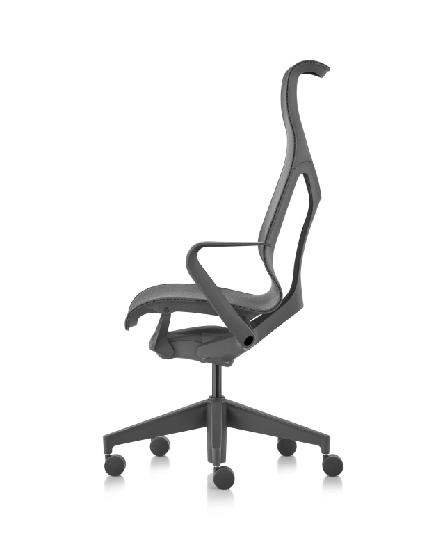 Кресло Herman Miller Cosm, высокая спинка, цвет Carbon, нерегулируемые подлокотники