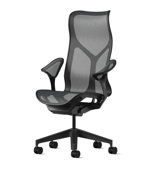 Кресло Herman Miller Cosm, высокая спинка, цвет Graphite, подлокотники «лепестки» (Leaf)