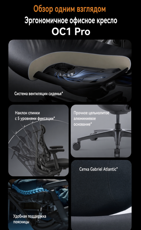 Кресло LiberNovo Omni Dynamic OC1 PRO Midnight Black, 48 см