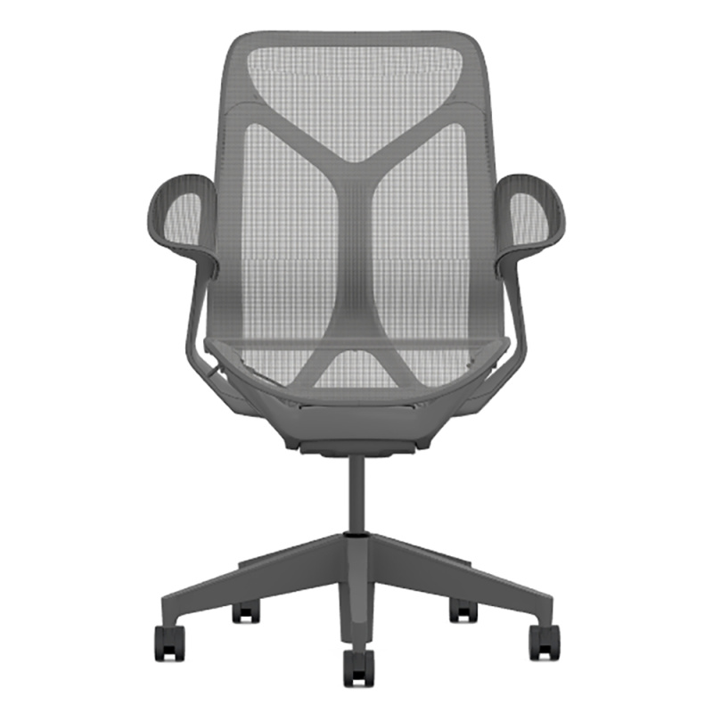 Кресло Herman Miller Cosm, средняя спинка, цвет Carbon, подлокотники «лепестки» (Leaf)